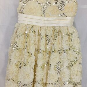 American Princess Cream Floral Sequin Dress